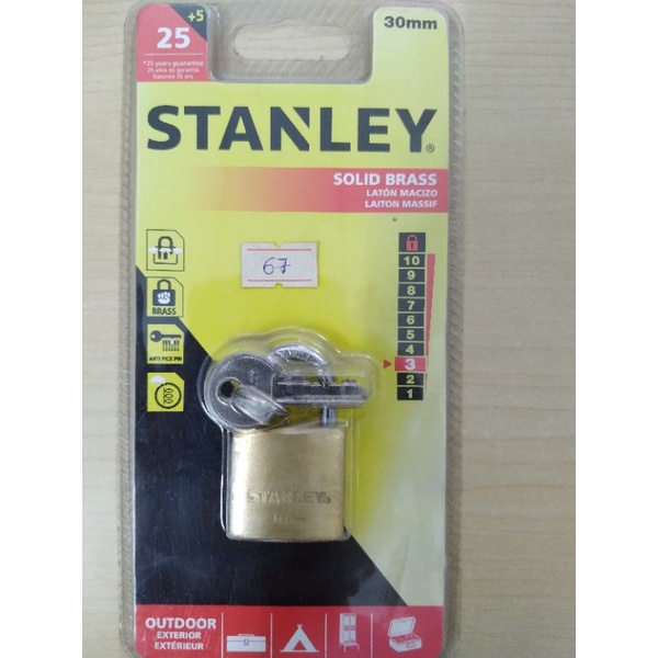 Ổ khóa STANLEY đồng thau, 30mm