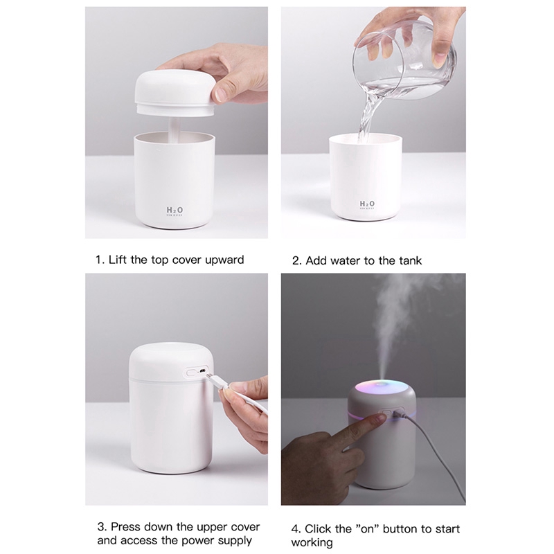 Air Humidifier 300ml Diffuser with Rgb Led Is Suitable for Cars