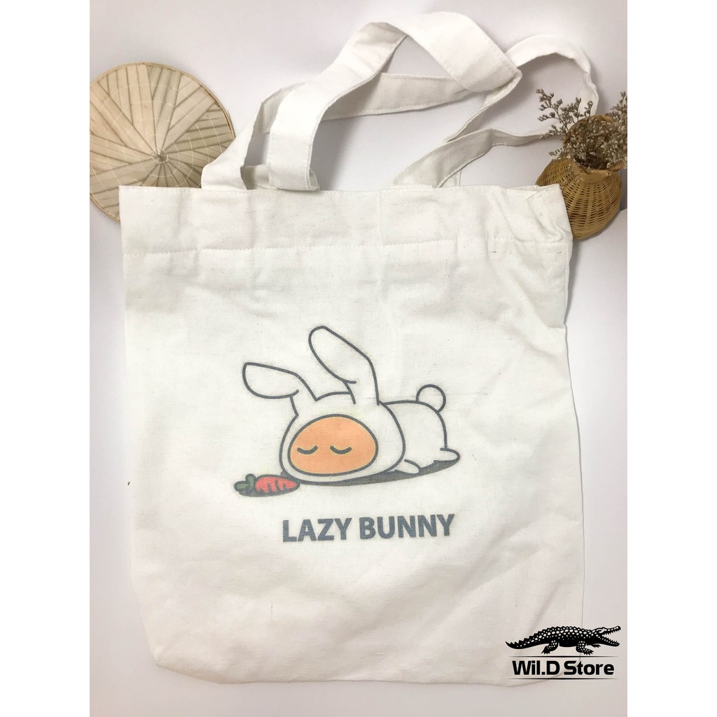 Túi Vải CANVAS LAZY BUNNY thỏ lười ngộ nghĩnh(ảnh shop tự chụp)
