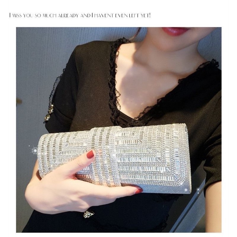 Clutch đính đá màu sang trọng 9566