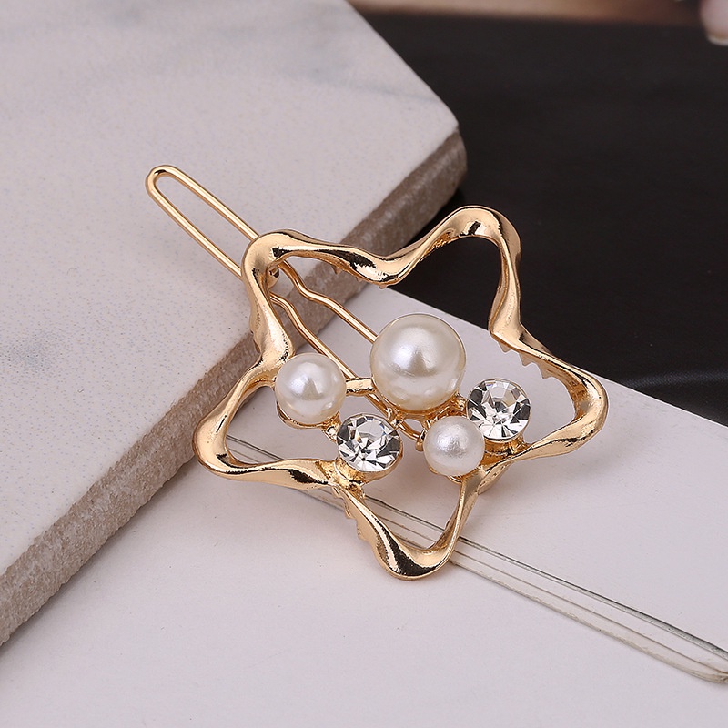 Kẹp Tóc Hình Ngôi Sao Năm Cánh Đính Ngọc Trai Vàng Thời Trang 2022