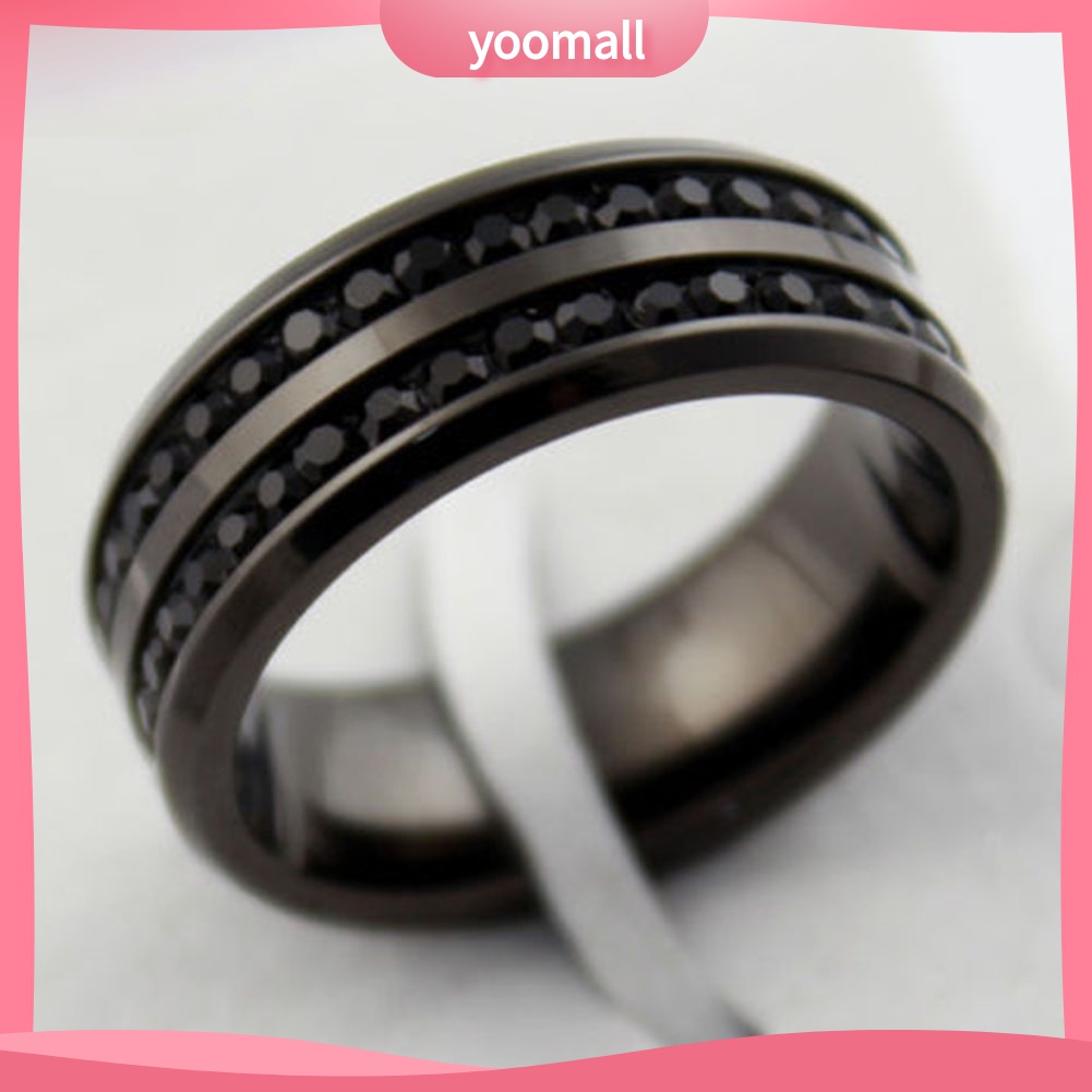 Yomall♡ Nhẫn Unisex ĐíNh Đá BằNg ThéP Không Gỉ MàU Đen