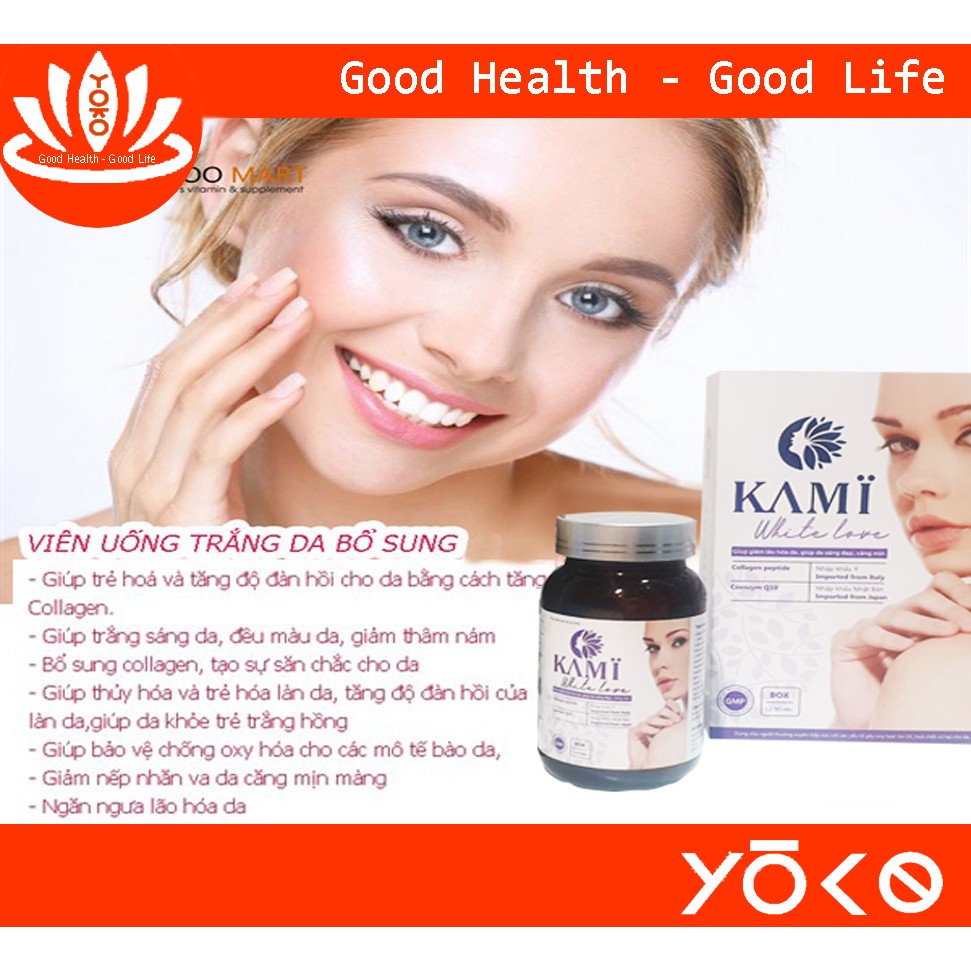 [Hồi Xuân] Bổ Sung Collagen Thủy Phân KAMI WHITE LOVE 50 viên Collagen Nhập Khẩu Ý - Yoko Pharma | BigBuy360 - bigbuy360.vn