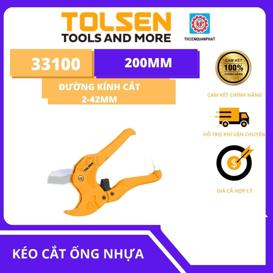 Kéo cắt ống nhựa Tolsen 33100 chính hãng chuyên dùng cho ngành nước lưỡi sắc bén độ bền cao, cắt tối đa ống 42mm