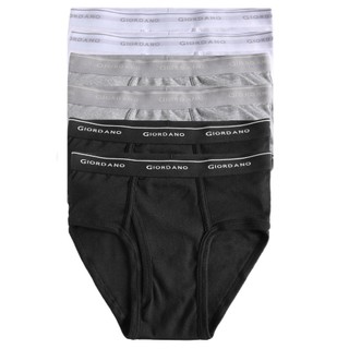 Quần lót nam Giordano cotton- Bộ 6 quần Trắng- xám- đen