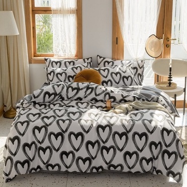 Bộ chăn ga gối Happy Bedding drap cotton poly Hàn Quốc mùa tình yêu đủ size 1m2, 1m6, 1m8, 2m2