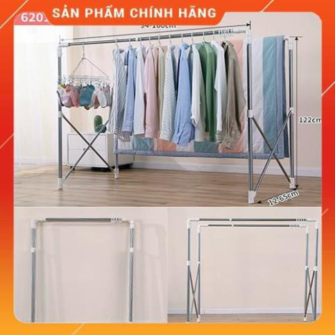 Giàn phơi quần áo inox gấp gọn có bánh xe 360 độ, khung treo quần áo không gỉ 2 và 3 tầng cao cấp