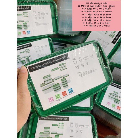Bộ hộp 17 Món IKEA - Hộp Nhựa Đựng Thực Phẩm Tủ Lạnh, Lò Vi Sóng, Đựng Cơm, Bảo Quản Thức Ăn, Hộp Trữ Đông Đồ Ăn