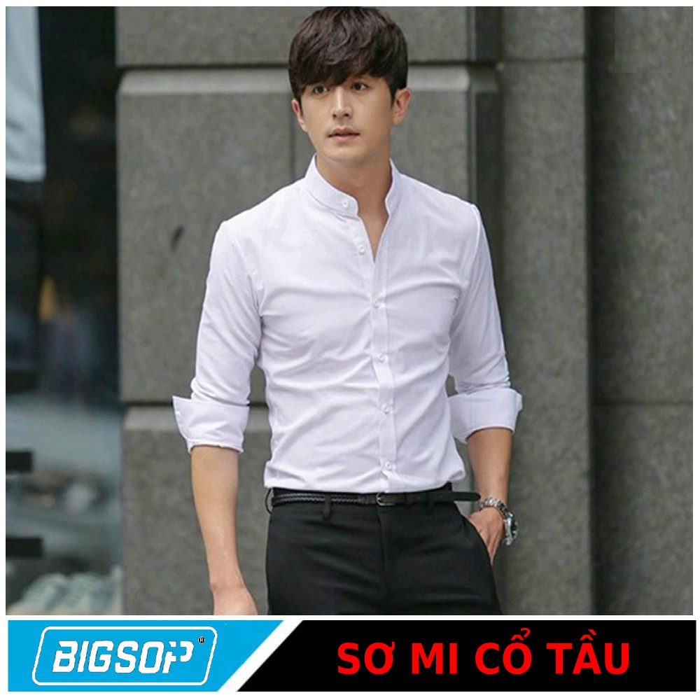 Sơ mi dài tay cổ tàu màu đen