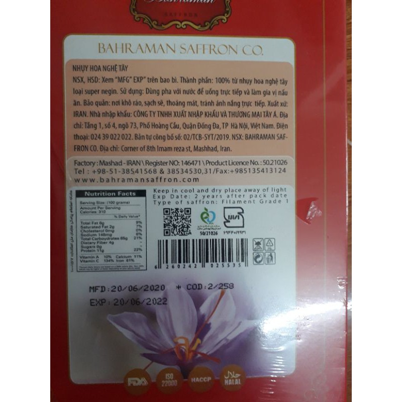 [MUA 1GRAM TẶNG 1 BÌNH TÂY Á]SAFFRON TÂY Á_NHỤY HOA NGHỆ TÂY CHÍNH HÃNG TÂY Á PHÂN PHỐI | BigBuy360 - bigbuy360.vn