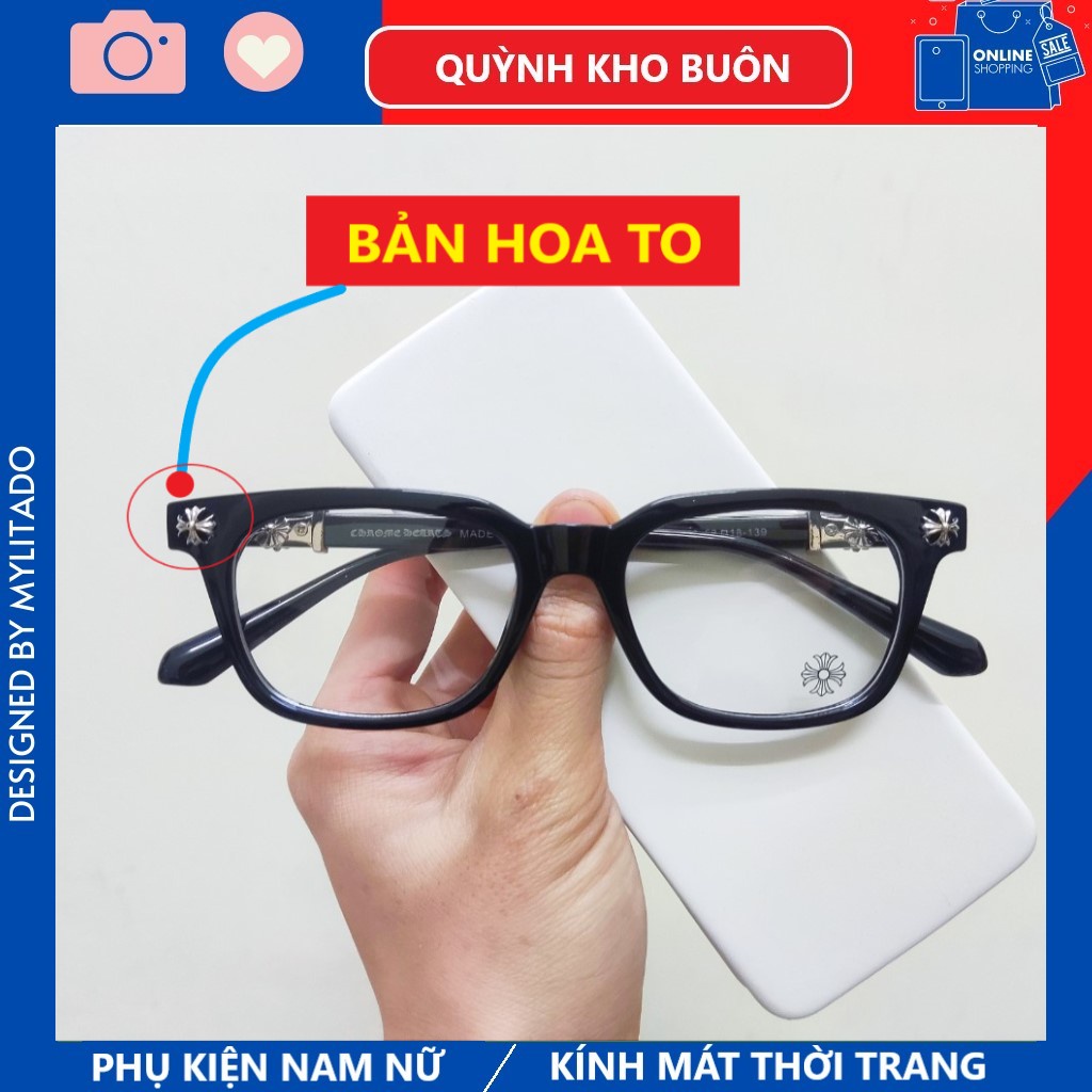 Gọng kính cận nam nữ Chrome Hearts Cao Cấp , thiết kế gọng vuông nhiều màu sắc thời trang Q2273