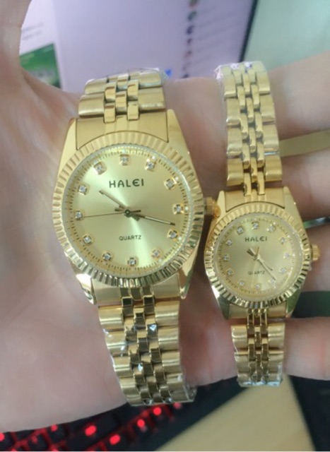 Đồng hồ nam Halei dây kim loại H988 khung vàng đẳng cấp sang trọng, đi mưa rửa tay thoải mái