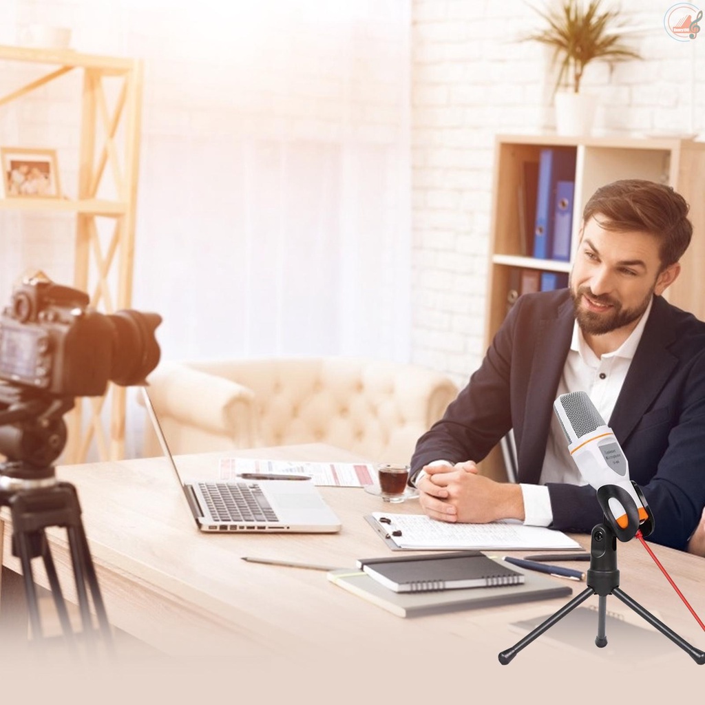 ✍H H✔Micro thu âm giắc cắm 3.5mm kèm giá đỡ ba chân cho máy tính để bàn/Laptop | BigBuy360 - bigbuy360.vn