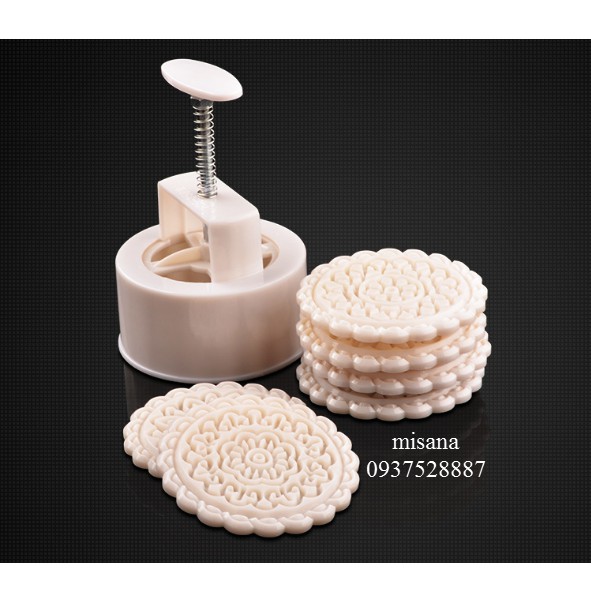 Khuôn bánh trung thu lò xo 250gr 6 mặt tròn