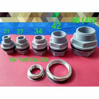 Ốc Rốn Téc, bồn nước nhựa, inox. Ốc khởi thủy ren 21, 27, 34, 42, 49