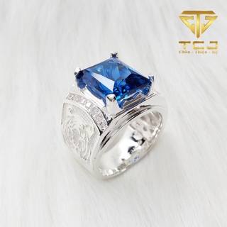 Nhẫn nam bạc ý 925 thiết kế mặt hổ đính đá phong thủy độc lạ rm0215 trang sức toàn cầu tcj