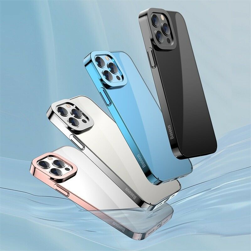Ốp Lưng Viền Màu Lưng Trong Nhựa Cứng Cho iPhone 13 Pro Max Hiệu Baseus Glitter