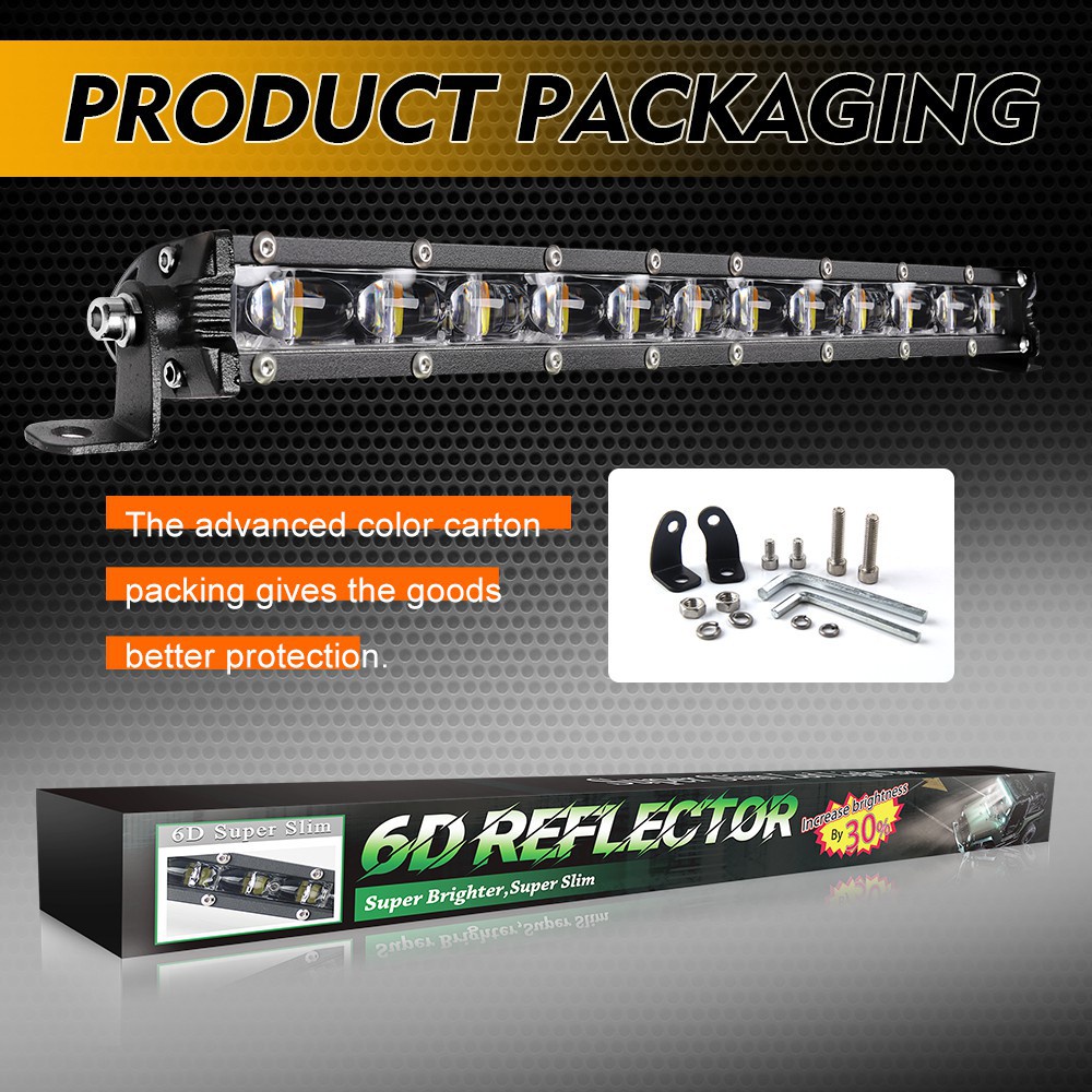 UNI-SHINE 7inch 14inch 20inch 6D Đèn LED offroad Thanh màu kép 3000k / 6000K Màu trắng hổ phách Cảnh báo lũ lụt Đèn nhấp nháy Đèn LED làm việc cho xe tải ATV SUV 4X4 UTV