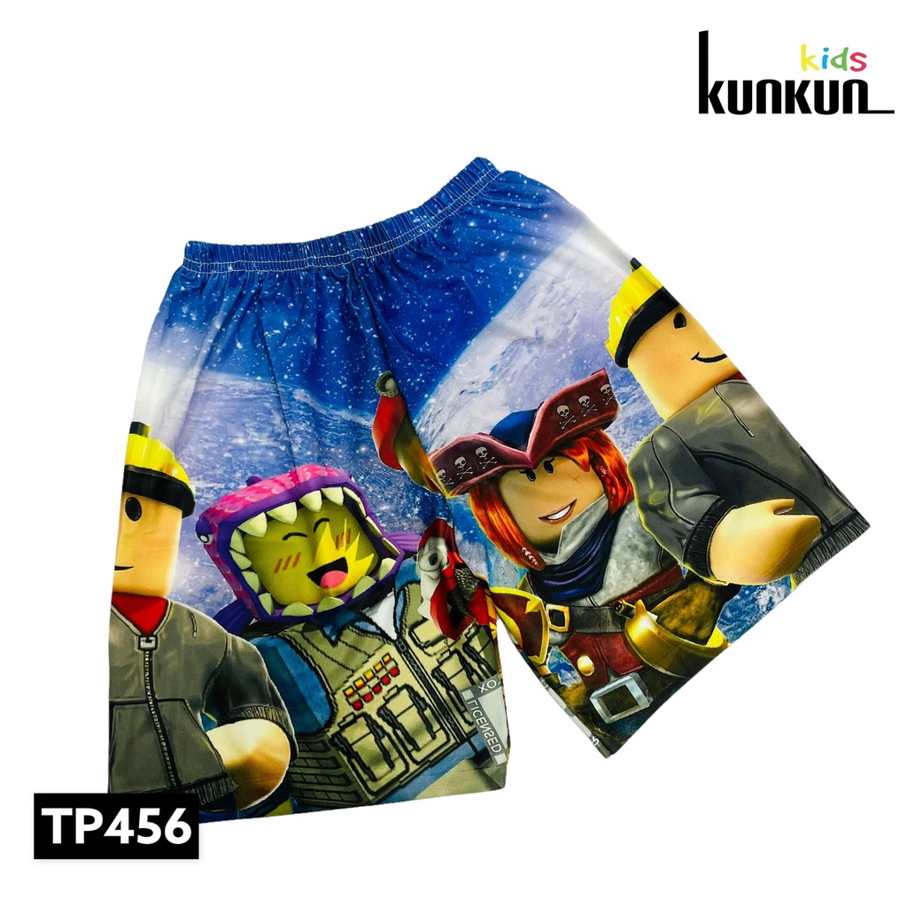 Quần áo bé trai in 3D cộc tay hình roblox chất thun lạnh thoáng mát KunKun TP456 - Đồ bộ bé trai size đại từ 10-60kg