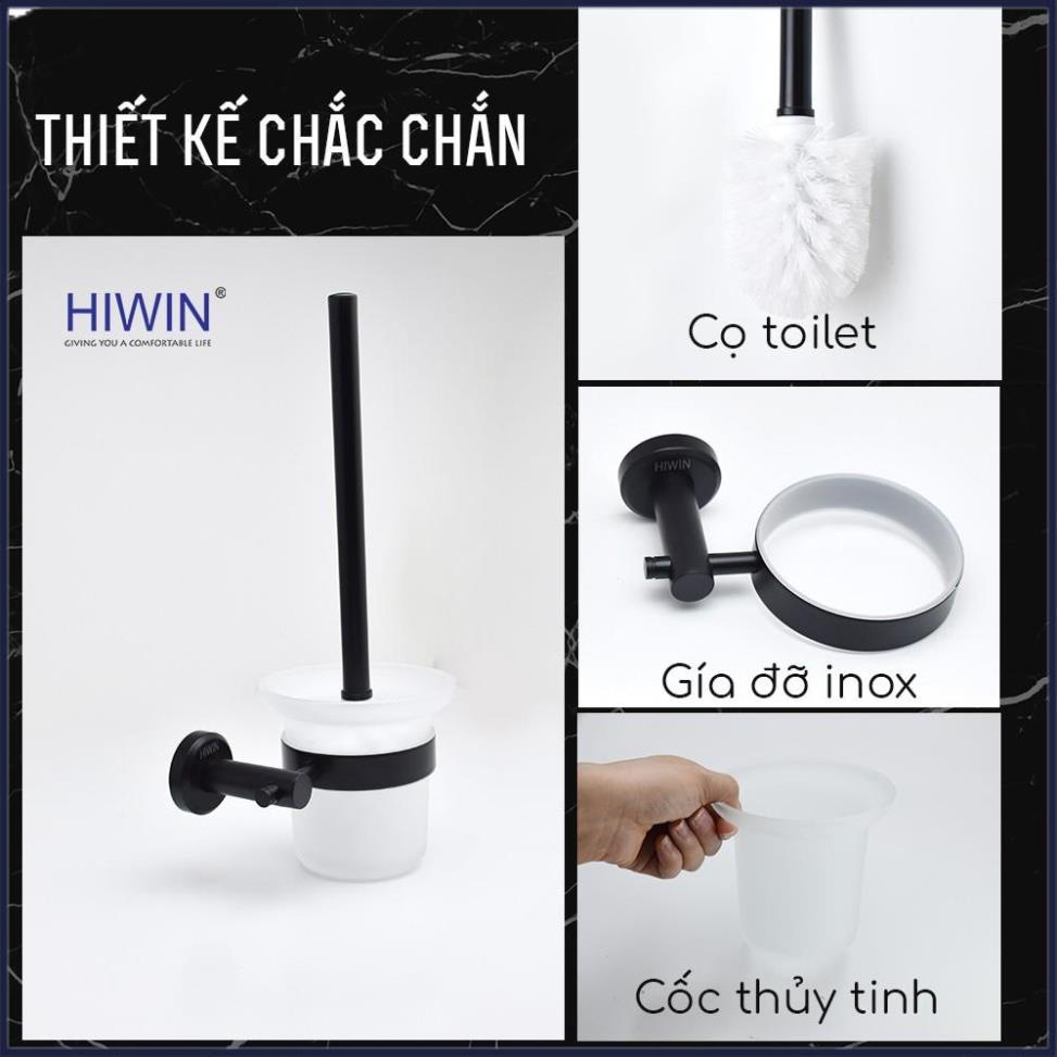 Chổi cọ toilet, chổi cọ bồn cầu nhà vệ sinh inox 304 mạ đen HIWIN Y-536