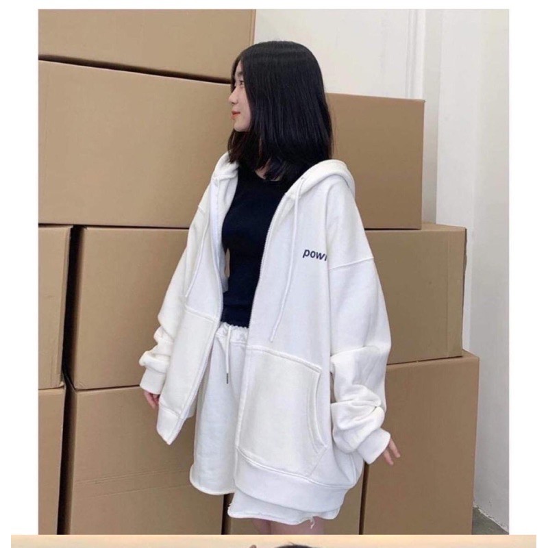 Áo khoác nữ fomr rộng Hàn Quốc, áo hoodie nữ form rộng có dây kéo đi học | BigBuy360 - bigbuy360.vn