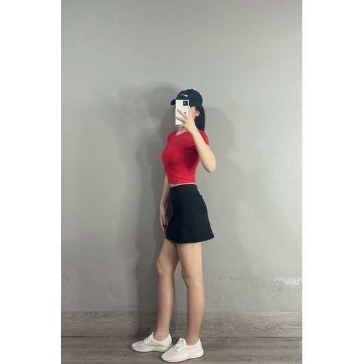 Chân Váy Tennis Thể Thao 2 Lớp Xẻ Tà NK Chơi Tennis, Golf, Cầu Lông Vải Thun Lạnh Co Giãn Tốt
