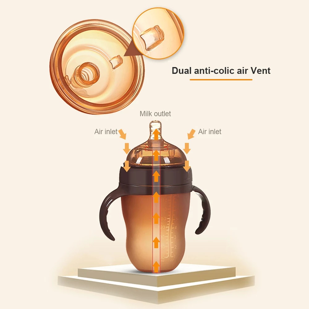 Bình sữa bằng silicone chống sặc cho bé sơ sinh 0-18 tháng tuổi