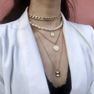 Dây chuyền nhiều lớp đính hạt giả ngọc trai