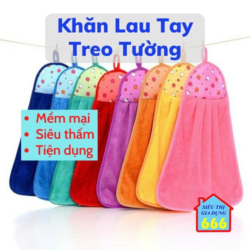 [GIÁ RẺ] Khăn lau tay  Khăn lau nhà bếp đa năng có móc treo tường vải bông mềm 2 mặt thấm nước tốt tiện dụng