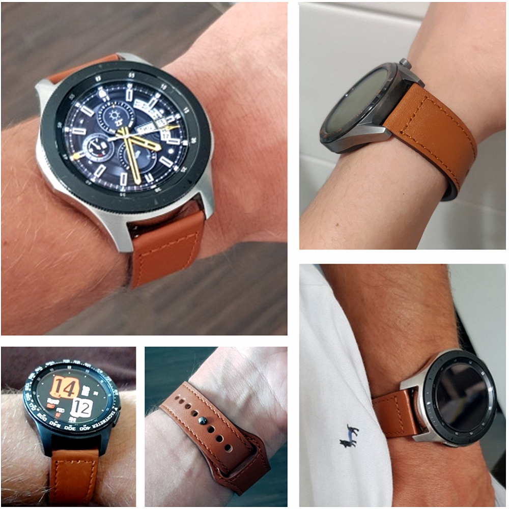 Dây Đeo Bằng Da 20Mm 22Mm Cho Đồng Hồ Thông Minh Samsung Galaxy Watch 4/Classic/Active 2 42Mm/46mm Correa 40/44Mm GT/3/2/2e/Pro