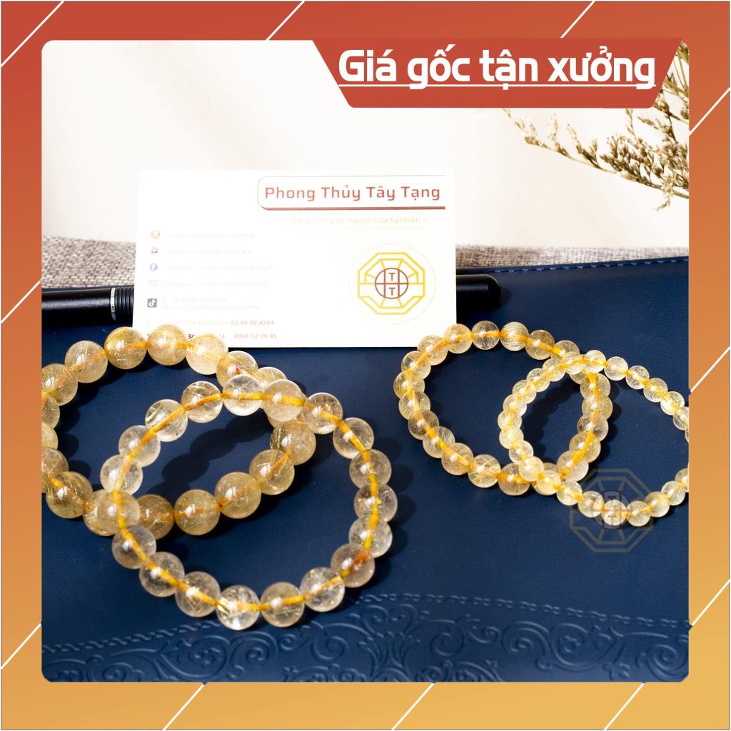 Vòng Tay Phong Thủy Pha Lê Tóc Vàng Chiêu Tài Lộc Nam Nữ Mệnh Thổ Kim - Tổng Kho Sỉ Phong Thủy