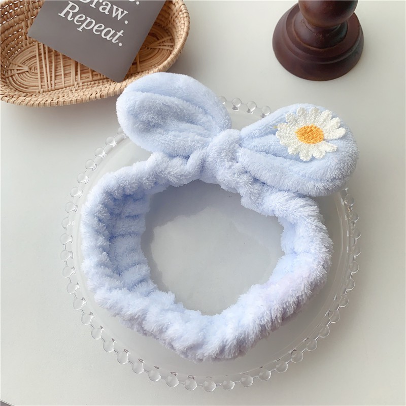 Băng đô trang điểm, băng đô rửa mặt hình nơ hoa cúc cho bạn nữ siêu mềm êm tóc