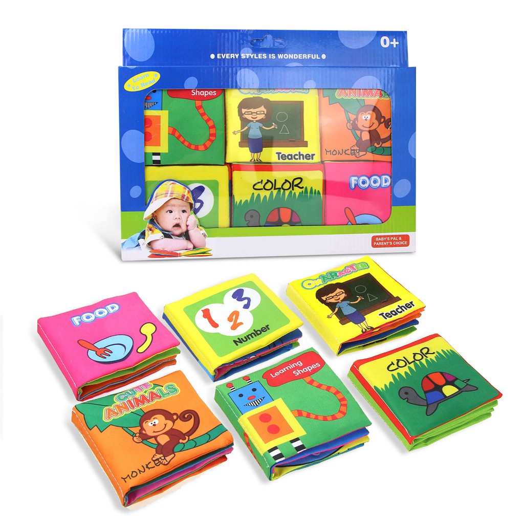 Bộ 6 cuốn sách bằng vải màu sắc nổi bật dành cho bé