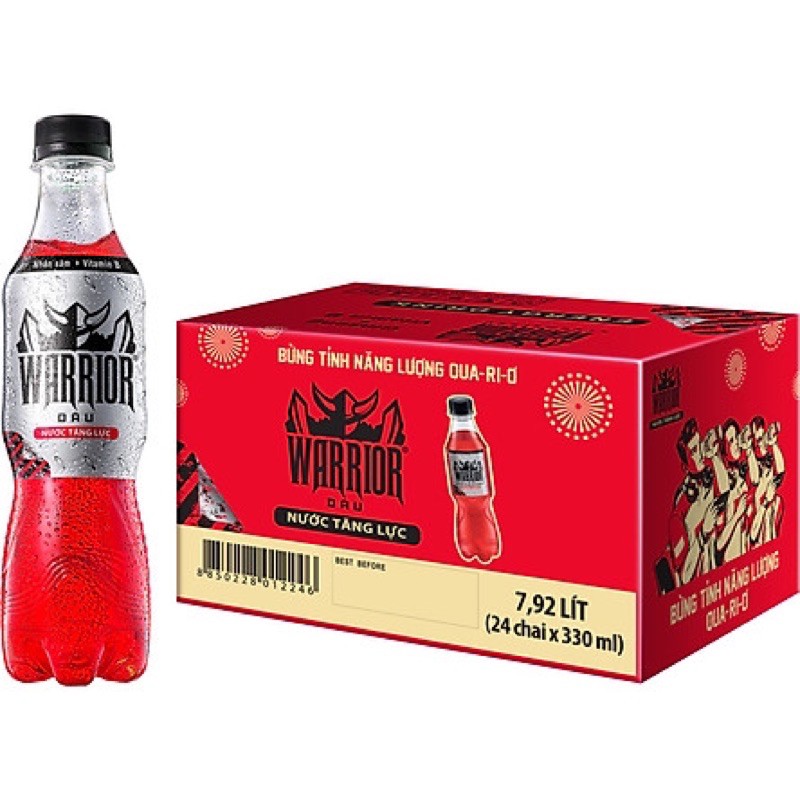 Thùng 24 chai nước tăng lực sting dâu Warrior Thái Lan