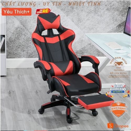 ✟✆✜Ghế Game, gaming văn phòng có thể nằm ngửa duỗi thẳng chân, Massage Lưng bọc da Pu Cao Cấp