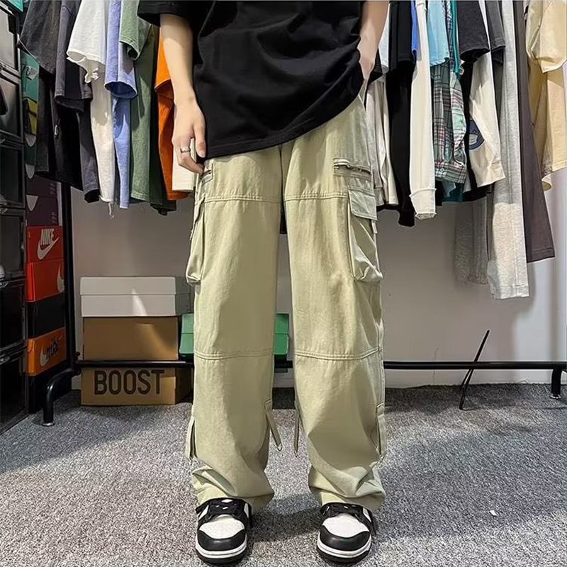 Quần Dài Nam Ống Rộng Phong Cách Đường Phố Thời Trang Mùa Hè Màu Xanh Lá Size M-2XL