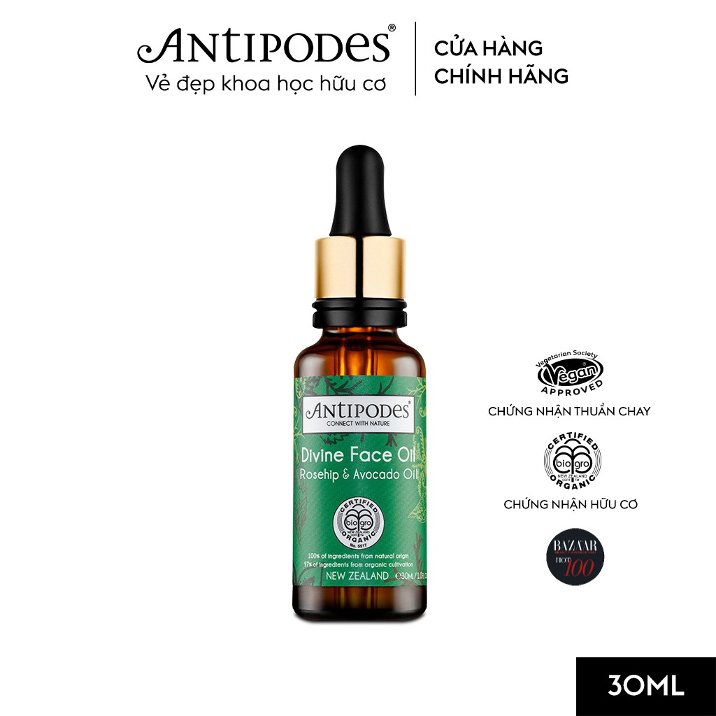 Tinh Dầu Dưỡng Da Mặt Antipodes Divine Face Oil Rosehip &amp; Avocado Oil 30ml