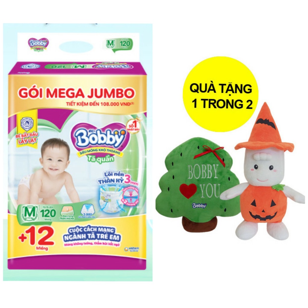 Tã quần Bobby Mega Jumbo : M120-L104-XL92-XXL84