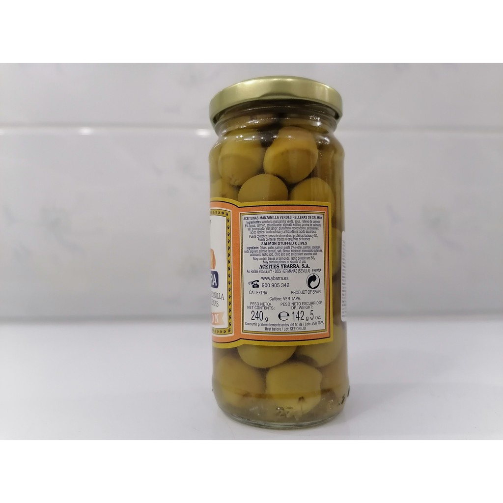 [240g – Cá hồi] Trái ô liu xanh nhồi [Spain] YBARRA Salmon Stuffed Olives (atu-hk)