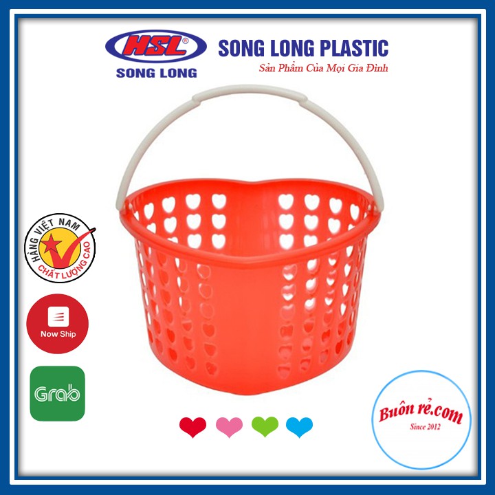 Xả sốc 3 ngày Giỏ nhựa đựng đồ Song Long hình tim xinh xắn giúp gọn gàng không gian có quai cầm Buôn Rẻ 01175