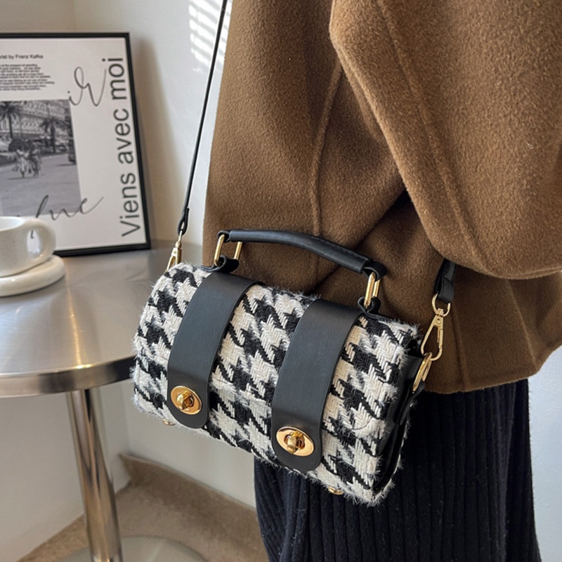 Túi đeo chéo có khóa kéo chống trộm họa tiết caro thời trang cho bé