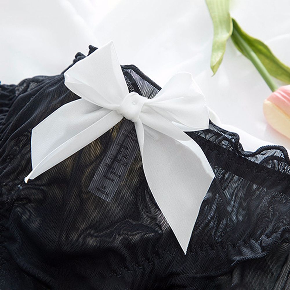 Quần Lót Ren Lưới Mềm Mại Lưng Thấp Thắt Nơ Phong Cách Hàn Quốc Cho Nữ