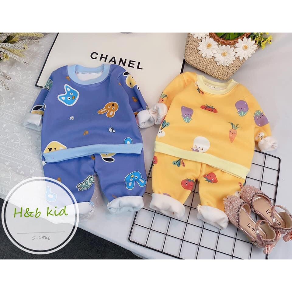 Bộ nỉ bông-Bộ nỉ trần bông Thu Đông tay dài bé trai tốt xịn giá rẻ chất lượng cao