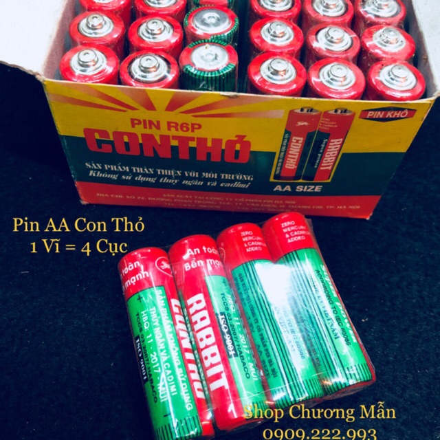 1 Vĩ 4 Cục Pin Tiểu AA Con Thỏ Siêu Tiết Kiệm