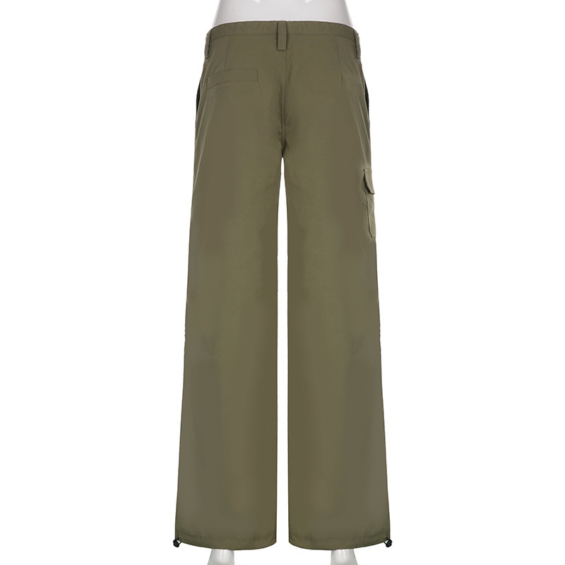 Quần Ống Rộng Lưng Cao Dây Rút Phong Cách Đường Phố D0324