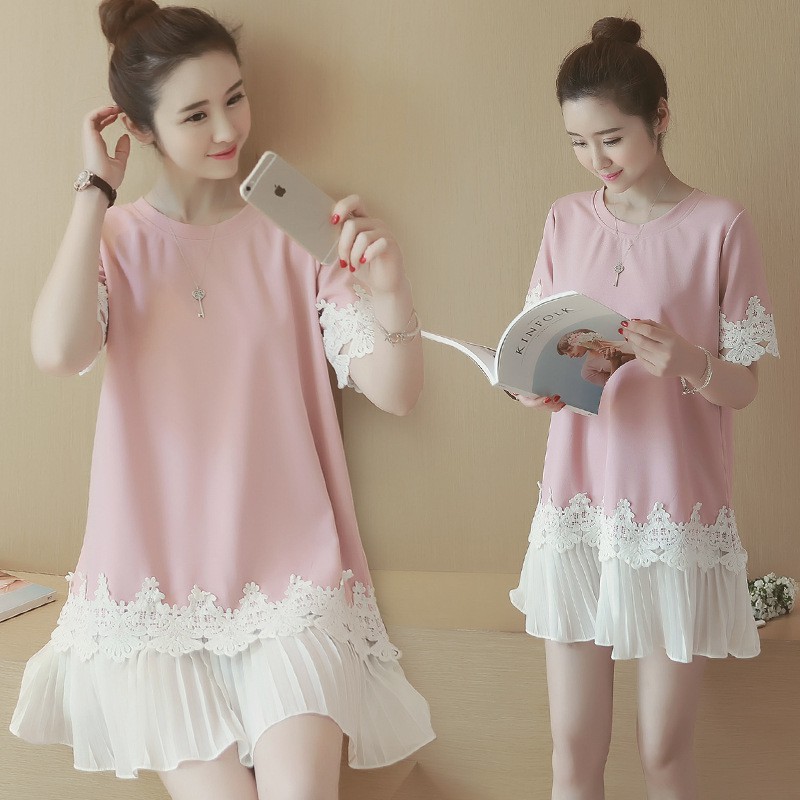 ★Váy Bà Bầu★Đầm Tay Cánh Bướm Phối Ren Thời Trang Mùa Hè Cho Nữ