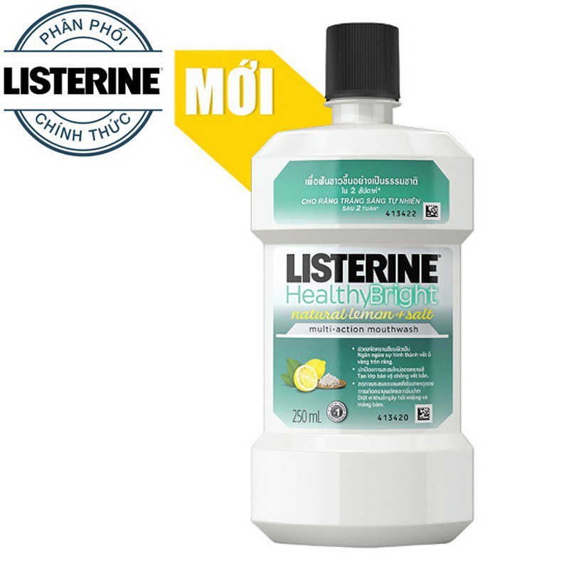 Nước Súc Miệng Listerine Healthy Bright Làm Trắng Răng Tự Nhiên Hơi Thở Thơm Mát