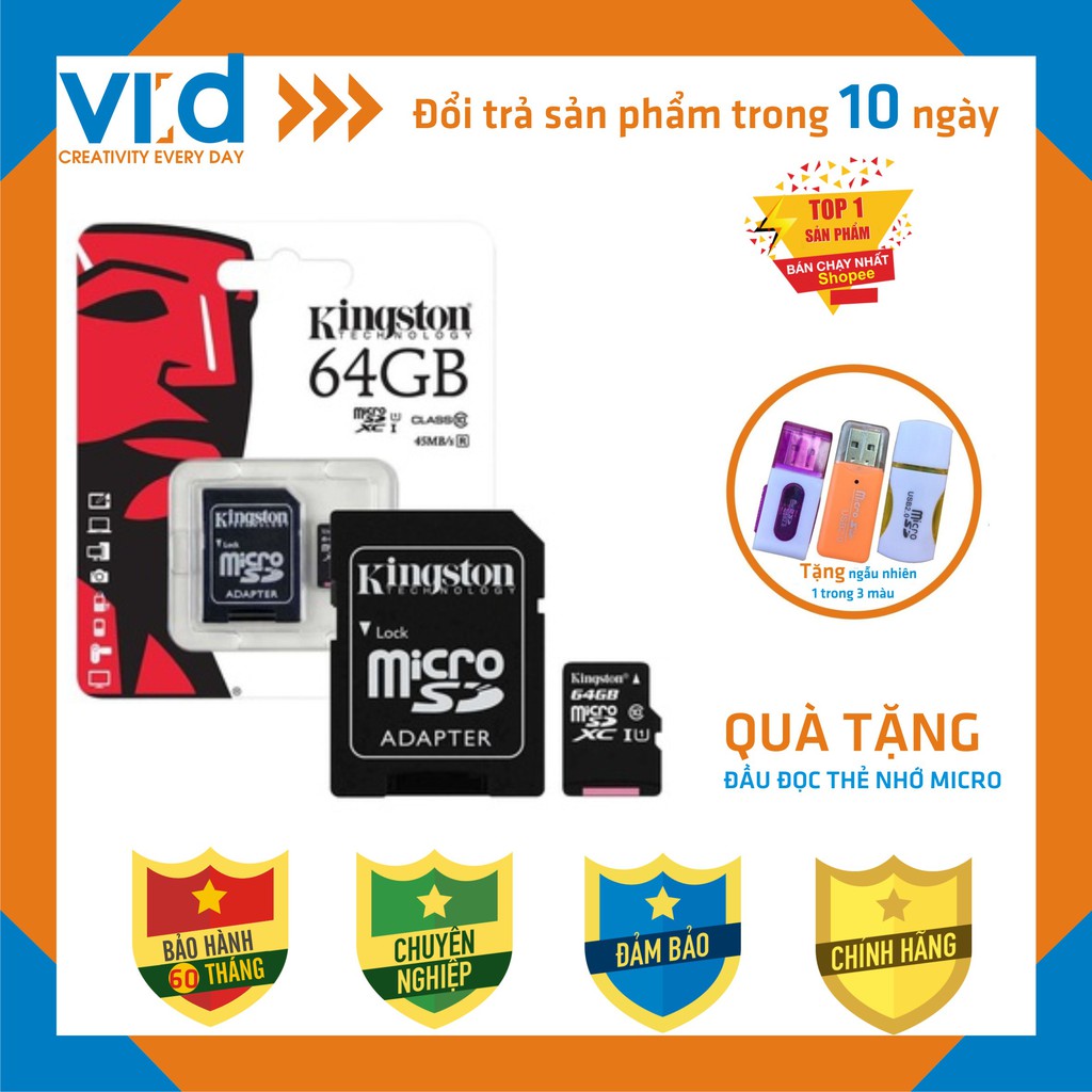 [QUÀ TẶNG] Thẻ Nhớ KINGTON MICRO SDHC 64GB - Bảo hành 5 năm
