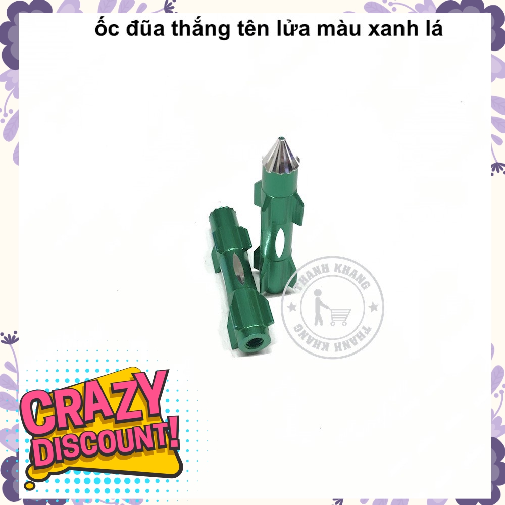 Bộ cặp ốc đũa thắng tên lửa nhôm gắn mọi loại xe máy thanh khang màu xanh lá 006001386