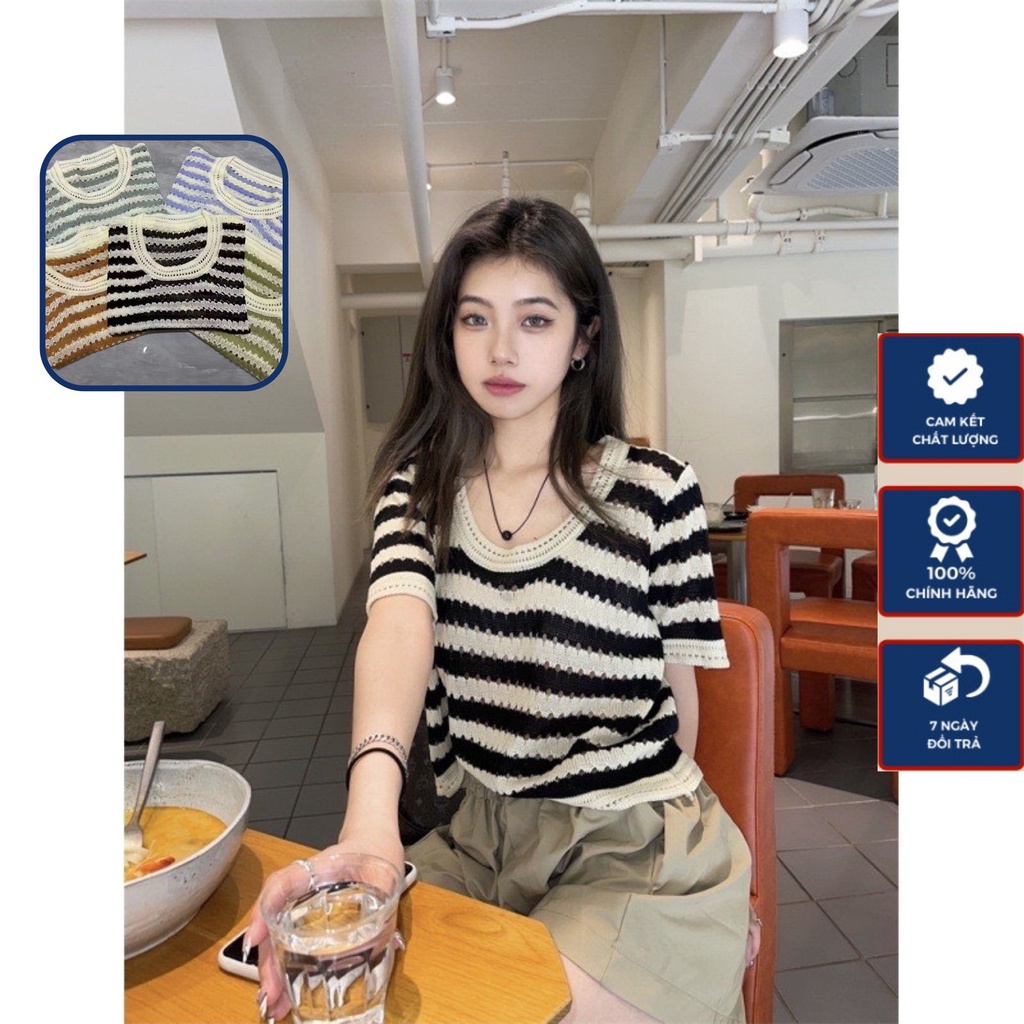 Áo Mongtoghi Ngắn Tay Kẻ Lưới Phong Cách Ulzzang Hàn Quốc